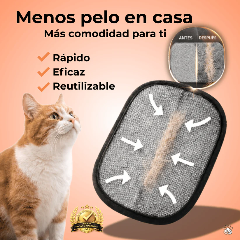 Manopla Quita-pelos reutilizable.